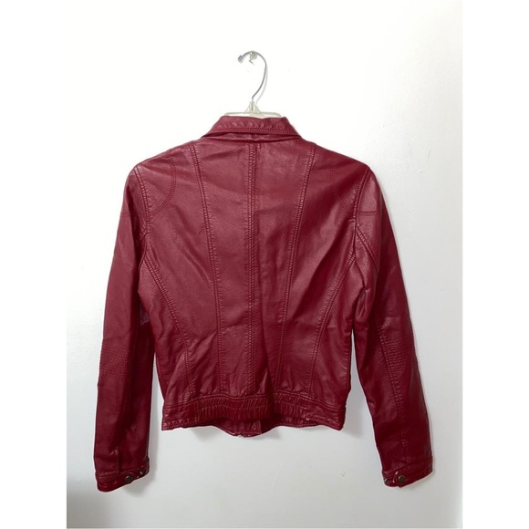 Faux Maroon Leather Jacket - Picture 3 of 3